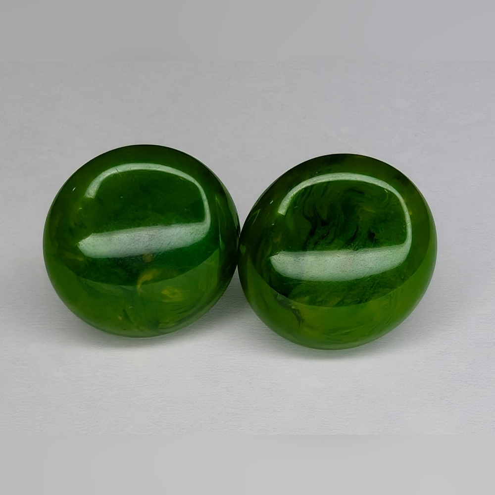 Bakelite Earrings, 1940s Green Bakelite Screw Back Earrings, Bakelite